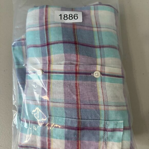 Tommy Bahama Linen Long Sleeve Button Down Shirt 2XL Blue Purple Plaid - Picture 4 of 12